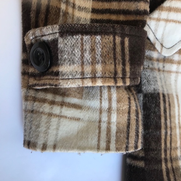 Ambition Ruffle winter Coat Brown and Black Plaid fitted waist Size S - Picture 6 of 12